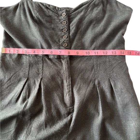 Urban Outfitters Linen Blend Black Fitted Buttoned Romper Shorts Strappy Large - Picture 7 of 11